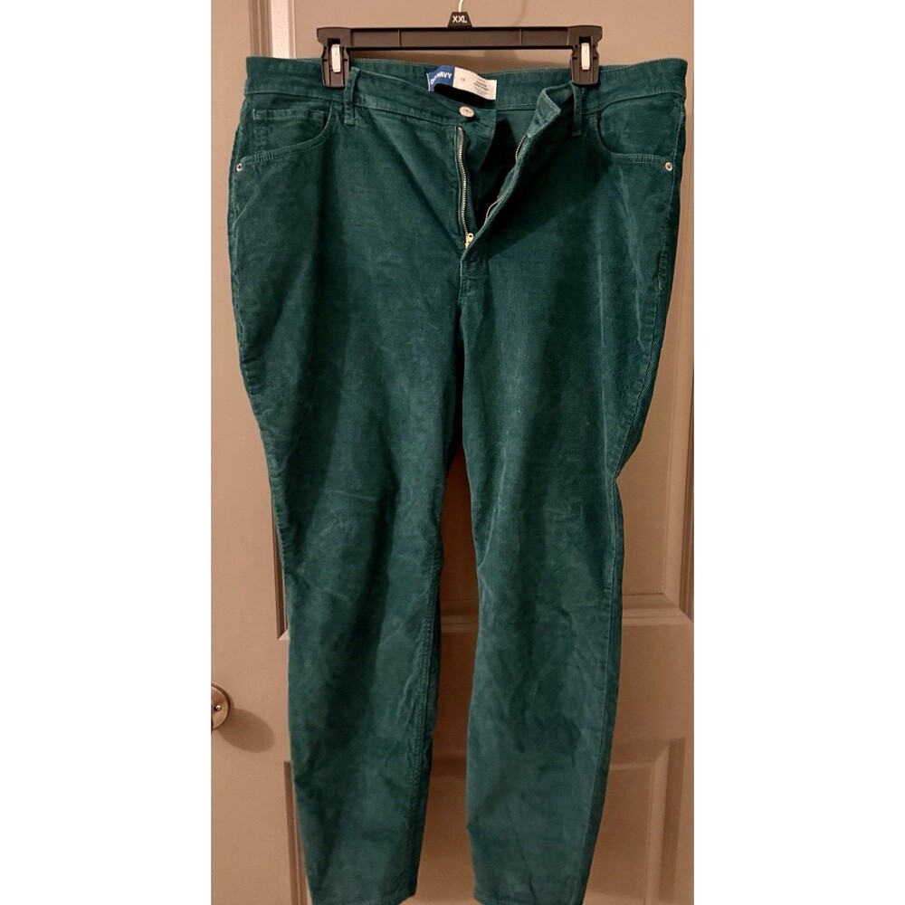 EUC Old Navy High Rise Rockstar Super Skinny High Rise Green Cords Size 18